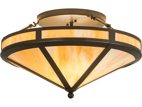 Meyda 2-Light Bronze Glass Flush Mount