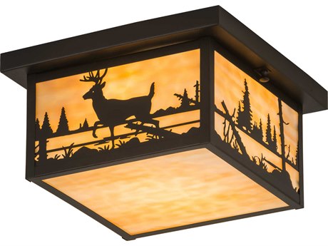Meyda 2-Light Black Glass Flush Mount