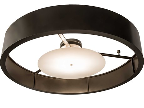 Meyda 12-Light Black Glass Round Flush Mount