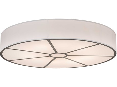 Meyda 10-Light Nickel Glass Drum Flush Mount