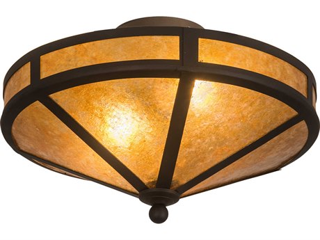 Meyda 2-Light Bronze Glass Flush Mount