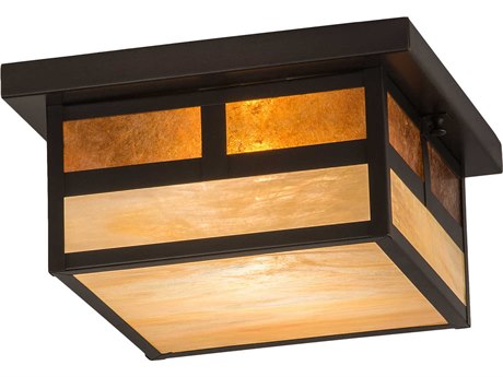 Meyda Hyde Park T Mission 1-Light Brown Glass Flush Mount