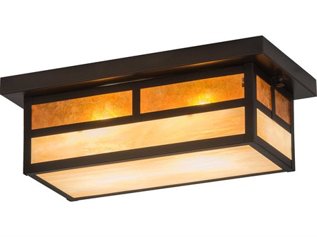Meyda Hyde Park T Mission 2-Light Black Glass Flush Mount