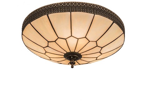 Meyda Vincent Honeycomb 3-Light Black Bowl Flush Mount