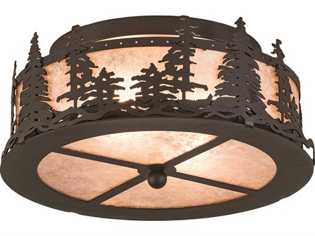 Meyda 2-Light Bronze Drum Flush Mount