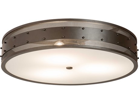 Meyda 3-Light Bronze Drum Flush Mount