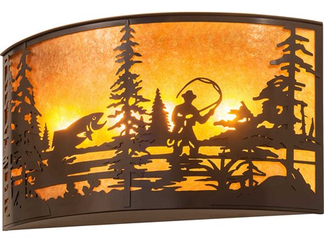 Meyda Fly Fishing 4-Light Timeless Bronze Brown Wall Sconce