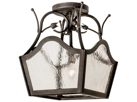 Meyda Formal Entry 1-Light Chestnut clear Seedy Glass Brown Semi Flush Mount