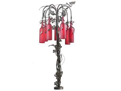 Meyda Tuscan Vineyard Wine Bottle Red Bronze Glass Buffet Lamp