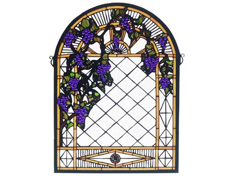 Meyda Grape Diamond Trellis Stained Glass Window