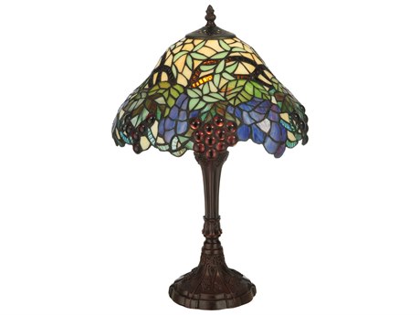 Meyda Spiral Grape Accent Bronze Tiffany Table Lamp