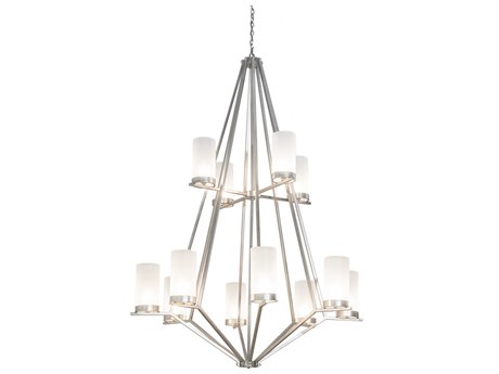 Meyda Galen 12-Light Nickel White Cylinder Chandelier
