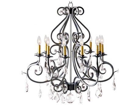 Meyda Gia 12-Light Blackened Pewter Crystal Candelabra Chandelier