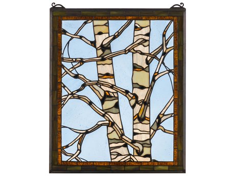 Meyda Birch Tree in Winter-Stained Glass Window