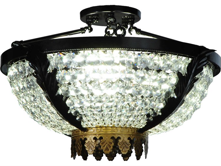 Meyda Tiffany Chrisanne Crystal Three Light Semi Flush Mount Light