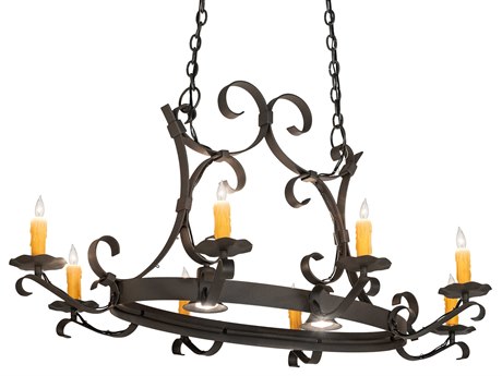 Meyda Handforged 8 2-Light Wrought Iron Brown Island Pendant