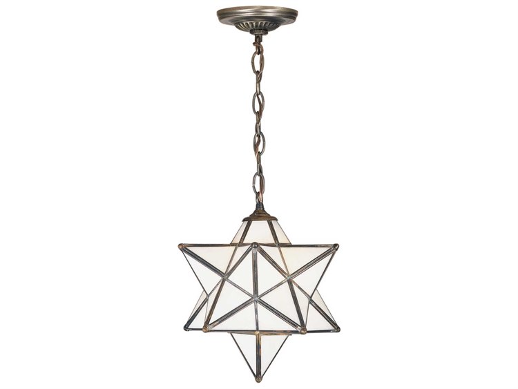 Meyda Moravian Star 1-Light Bronze Glass Pendant