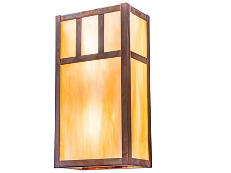 Meyda Hyde Park 2-Light Vintage Copper Off White Glass Wall Sconce