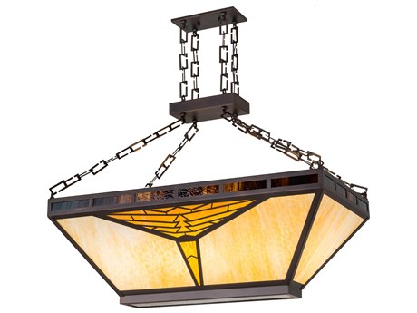 Meyda Nuevo Mission 9-Light Brown Glass Tiffany Island Pendant