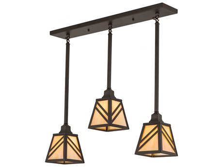 Meyda 3-Light Bronze Glass Island Pendant