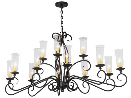 Meyda Wallis 14-Light Black Glass Bell Island Pendant