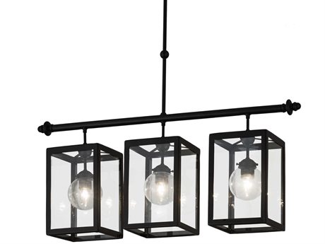 Meyda 3-Light Black Glass Geometric Island Pendant