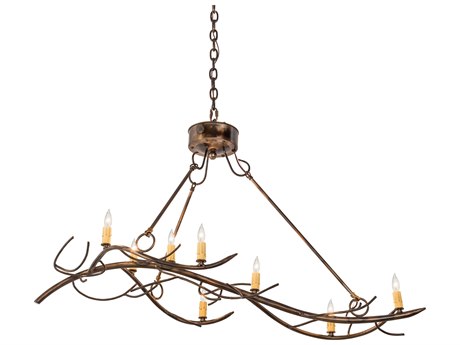 Meyda 8-Light Copper Glass Island Pendant