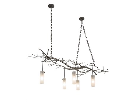 Meyda 5-Light Nickel Glass Cylinder Island Pendant