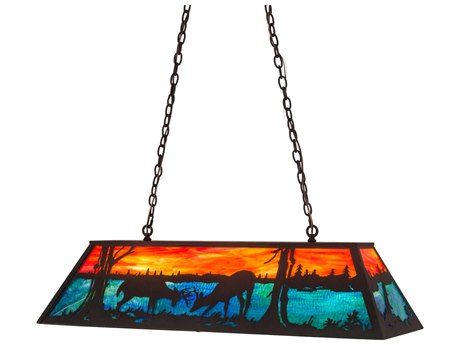 Meyda 6-Light Black Glass Island Pendant