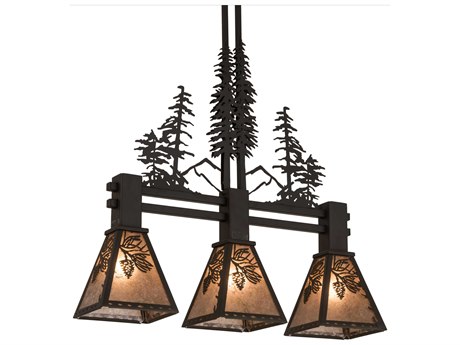 Meyda 3-Light Bronze Glass Island Pendant