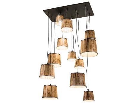 Meyda 12-Light Black Glass Empire Island Pendant