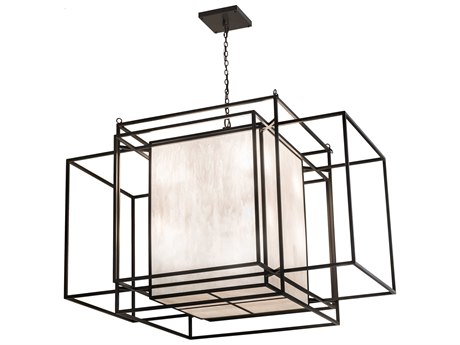 Meyda Kitzi Box 32-Light Black Glass Geometric Island Pendant