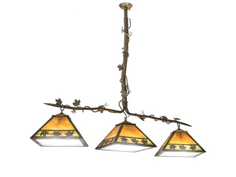 Meyda 3-Light Copper Glass Tiffany Island Pendant