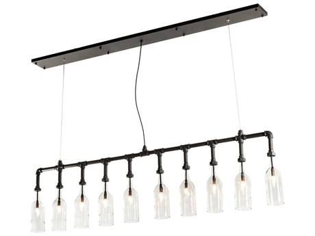 Meyda 10-Light Black Glass Bell Island Pendant