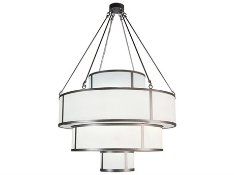 Meyda Jayne 12-Light Pewter White Drum Tiered Pendant