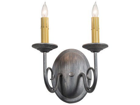 Meyda Jenna 2-Light Antique Charred Iron Gray Wall Sconce