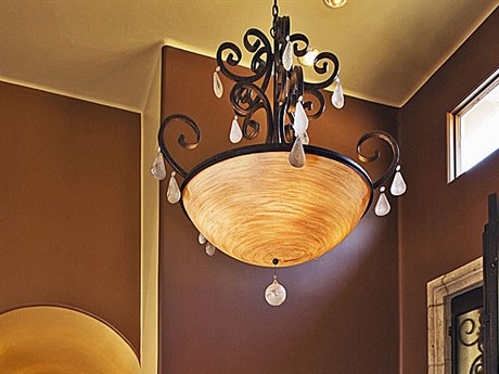 Meyda Jeri 5-Light Cajun Spice Black Crystal Bowl Pendant