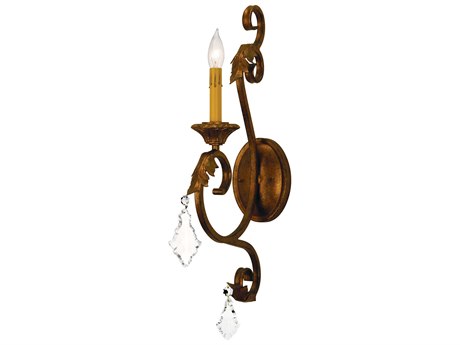 Meyda Josephine 1-Light Autumn Leaf Gold Crystal Wall Sconce