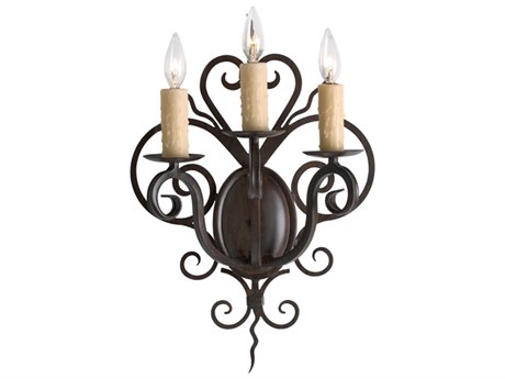 Meyda Kenneth 3-Light Rustic Iron Brown Wall Sconce