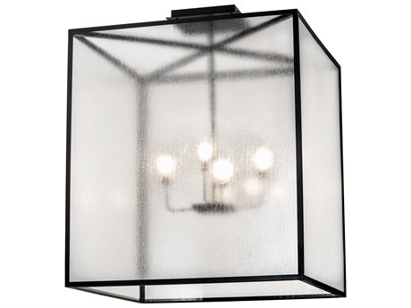 Meyda Kitzi Box 4-Light Flat Black Glass LED Geometric Semi Flush Mount