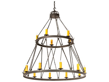Meyda Lakeshore 15-Light Amber Chocolate Black Brown Candelabra Tiered Chandelier