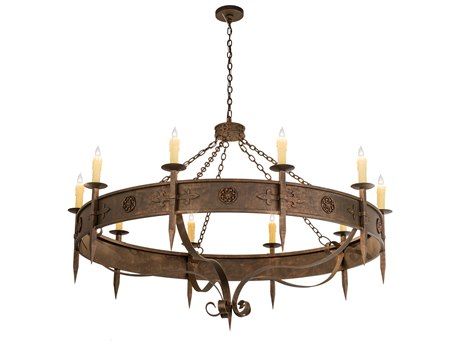 Meyda Calandra 10-Light Bronze Glass Candelabra Round Chandelier