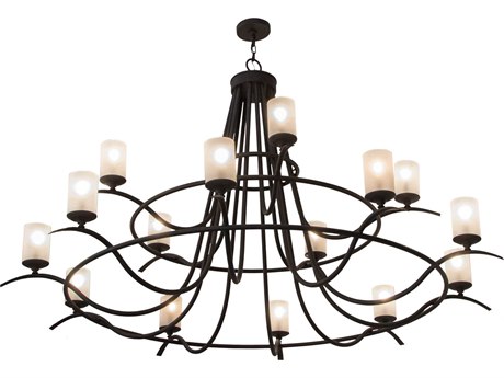 Meyda Octavia 15-Light Brown Cylinder Tiered Chandelier