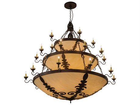 Meyda 1-Light6 25 Bronze Glass Bowl Tiered Chandelier