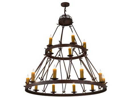 Meyda Lakeshore 15-Light Brown Candelabra Round Chandelier