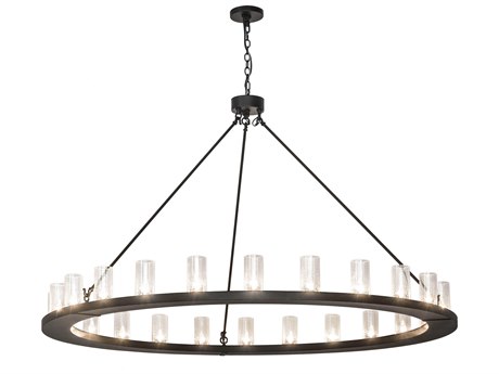 Meyda Loxley 24-Light Black Glass Cylinder Round Chandelier