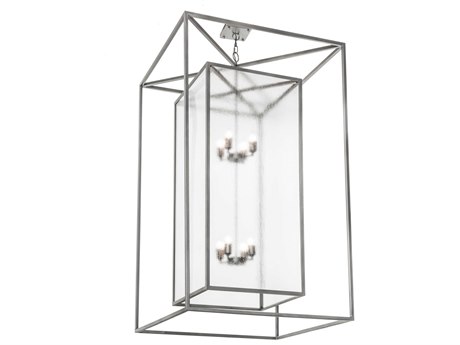 Meyda Kitzi Box 8-Light Pewter Glass Geometric Tiered Chandelier