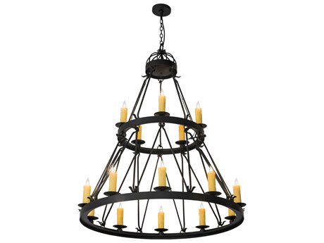 Meyda Lakeshore 15-Light Black Candelabra Tiered Chandelier
