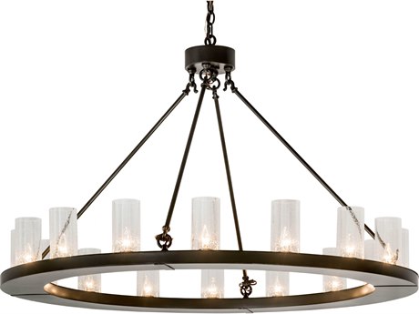 Meyda Loxley 16-Light Bronze Glass Cylinder Chandelier