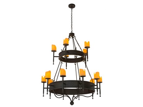 Meyda Gina 15-Light Black Glass Tiered Chandelier